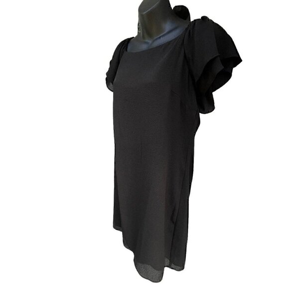 Betsey Johnson Black Sheath Flutter Short Sleeve Knee Length Dress Women’s 6 - Picture 7 of 15